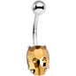 Champagne Gem Sugar Skull Mask Belly Ring