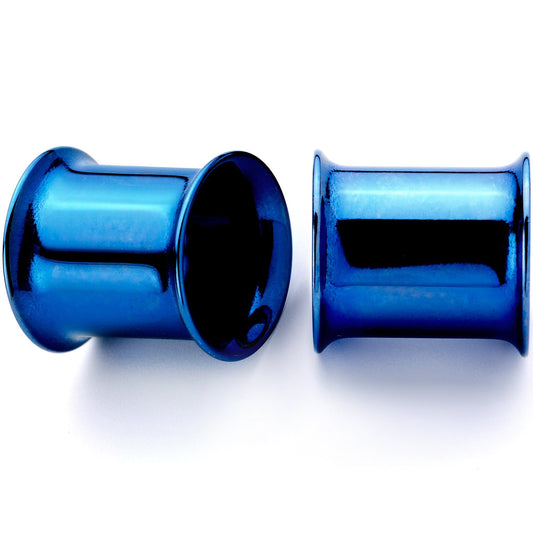 Blue Anodized Steel Double Flare Tunnel Plug Set 4mm to 16mm