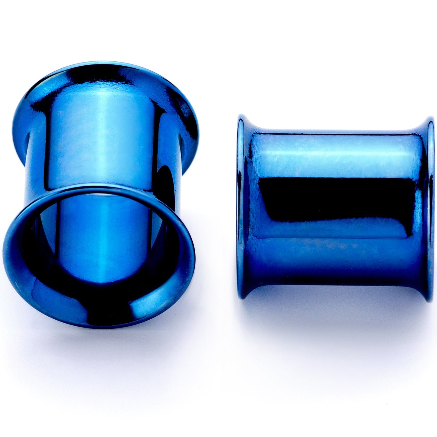 Blue Anodized Steel Double Flare Tunnel Plug Set 4mm to 16mm