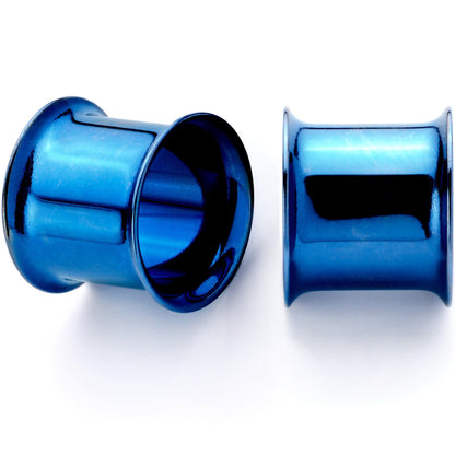 Blue Anodized Steel Double Flare Tunnel Plug Set 4mm to 16mm