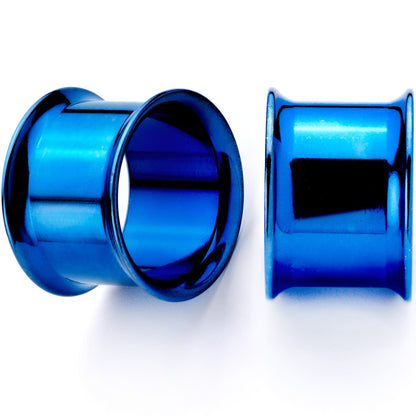 Blue Anodized Steel Double Flare Tunnel Plug Set 4mm to 16mm