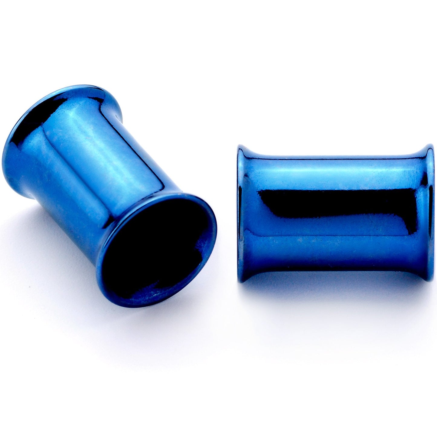 Blue Anodized Steel Double Flare Tunnel Plug Set 4mm to 16mm