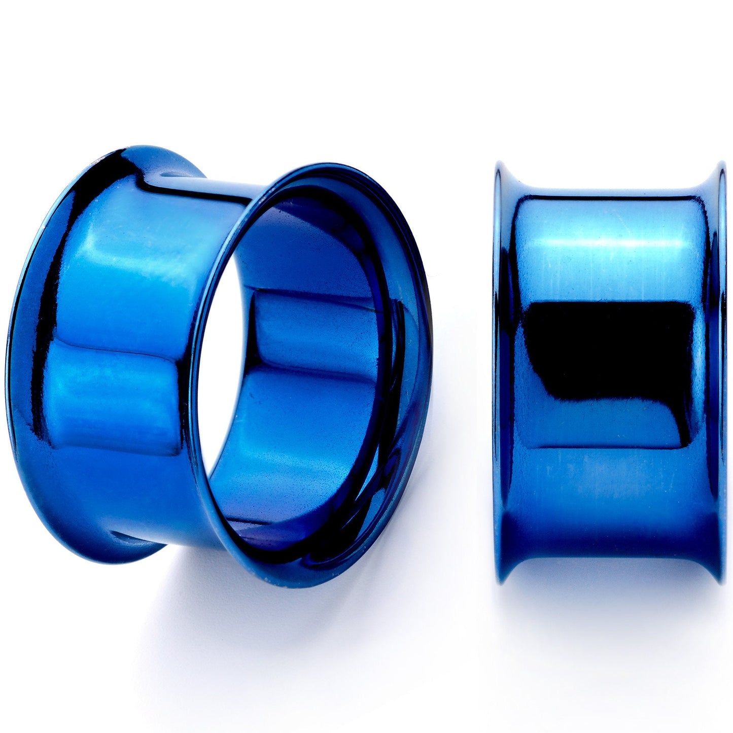 Blue Anodized Steel Double Flare Tunnel Plug Set 4mm to 16mm