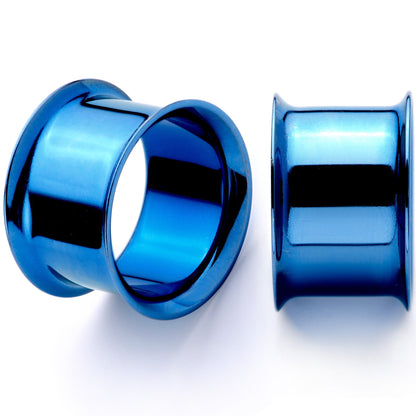 Blue Anodized Steel Double Flare Tunnel Plug Set 4mm to 16mm