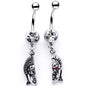 Red CZ Gem Android Buddha BFF Dangle Belly Ring Set of 2