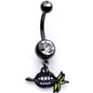 Clear Gem Black Anodized Black Lips of Death Dangle Belly Ring