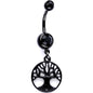 Black Gem Black Anodized Tree of Life Charm Dangle Belly Ring