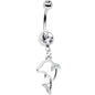Clear Gem Hollow Dolphin Dangle Belly Ring