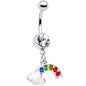 Clear Gem Summer Pride Rainbow Dangle Belly Ring