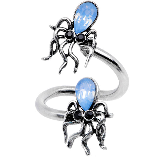16 Gauge Blue Faux Opal Nautical Sea Squids Spiral Twister Belly Ring