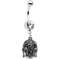 Clear Gem Evil Twins Buddha Dangle Belly Ring
