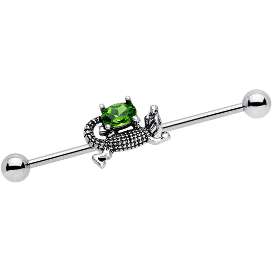 Green Gem Glitzy Go Gator Industrial Barbell 38mm