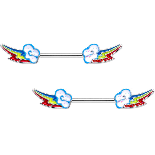 Rainbow Wonder Barbell Nipple Ring Set