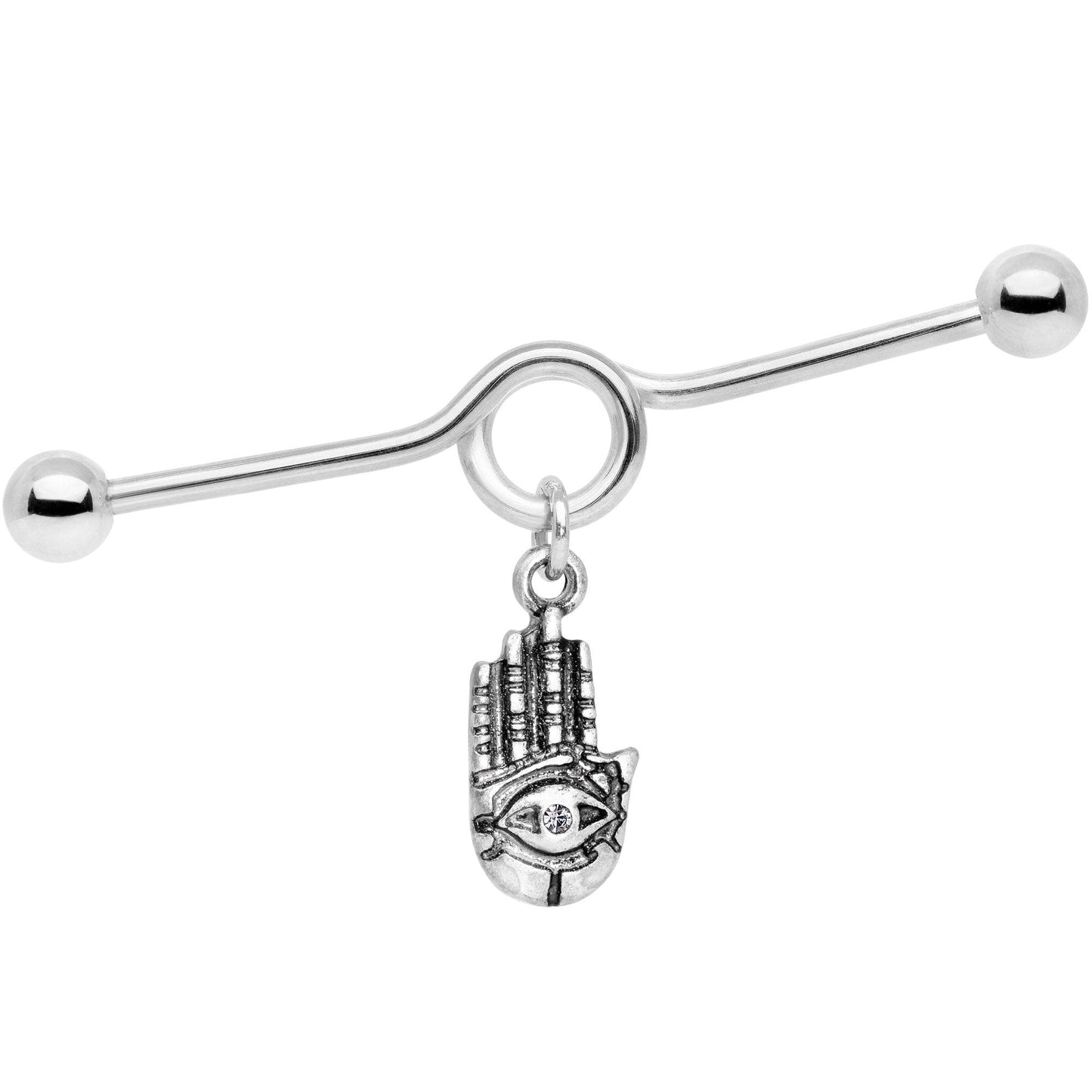 Clear Gem Hamsa Eye Industrial Barbell 38mm