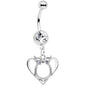 Clear Gem Owl Valentines Day Heart Dangle Belly Ring