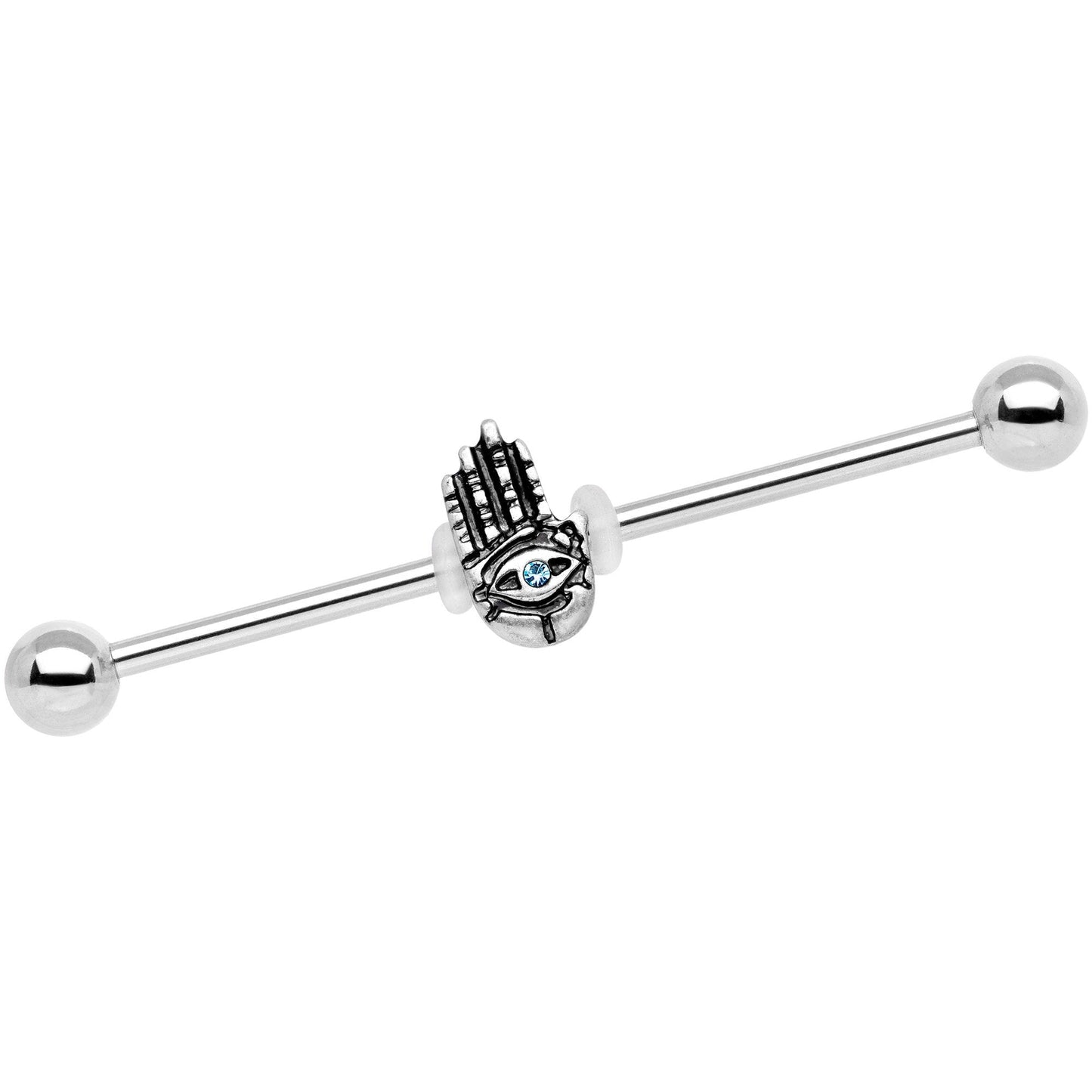 Aqua Gem Hamsa Eye Industrial Barbell 38mm