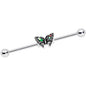 White Faux Opal Summer Butterfly Industrial Barbell 38mm