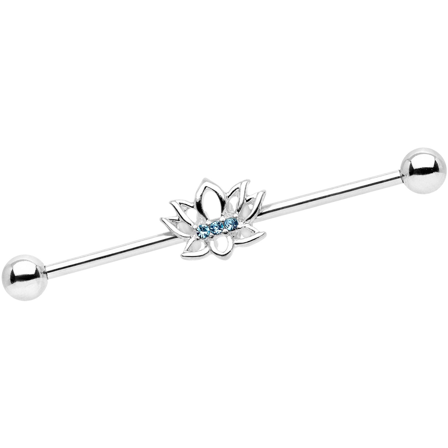 Aqua Gem Live Love Lotus Flower Industrial Barbell 38mm