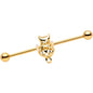 Gold Tone Anodized Luck Be A Kitty Cat Tonight Industrial Barbell 38mm