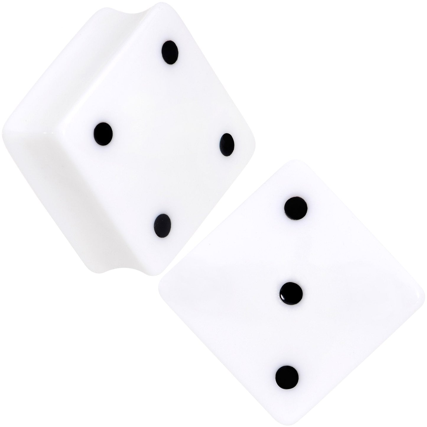 White Acrylic Square Shaped Lucky 7 Dice Saddle Plug Set 22mm to 32mm