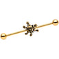 14 Gauge Gold Tone Summer Sunshine Industrial Barbell 38mm