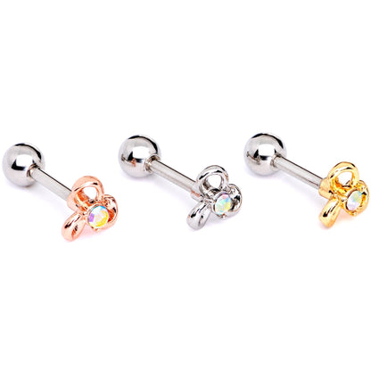 16 Gauge 1/4 Aurora Gem Flower Cartilage Tragus Earring Set of 3