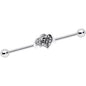 Clear Gem Double Hearts Charm Straight Industrial Barbell 38mm