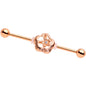 Clear Gem Sunshine Rose Gold Anodized Straight Industrial Barbell 38mm