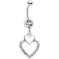 Clear Gem White Heart Romance Twisted Dangle Belly Ring