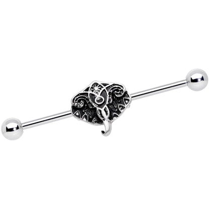 14 Gauge Elephant Inspired Abstract Industrial Barbell 38mm