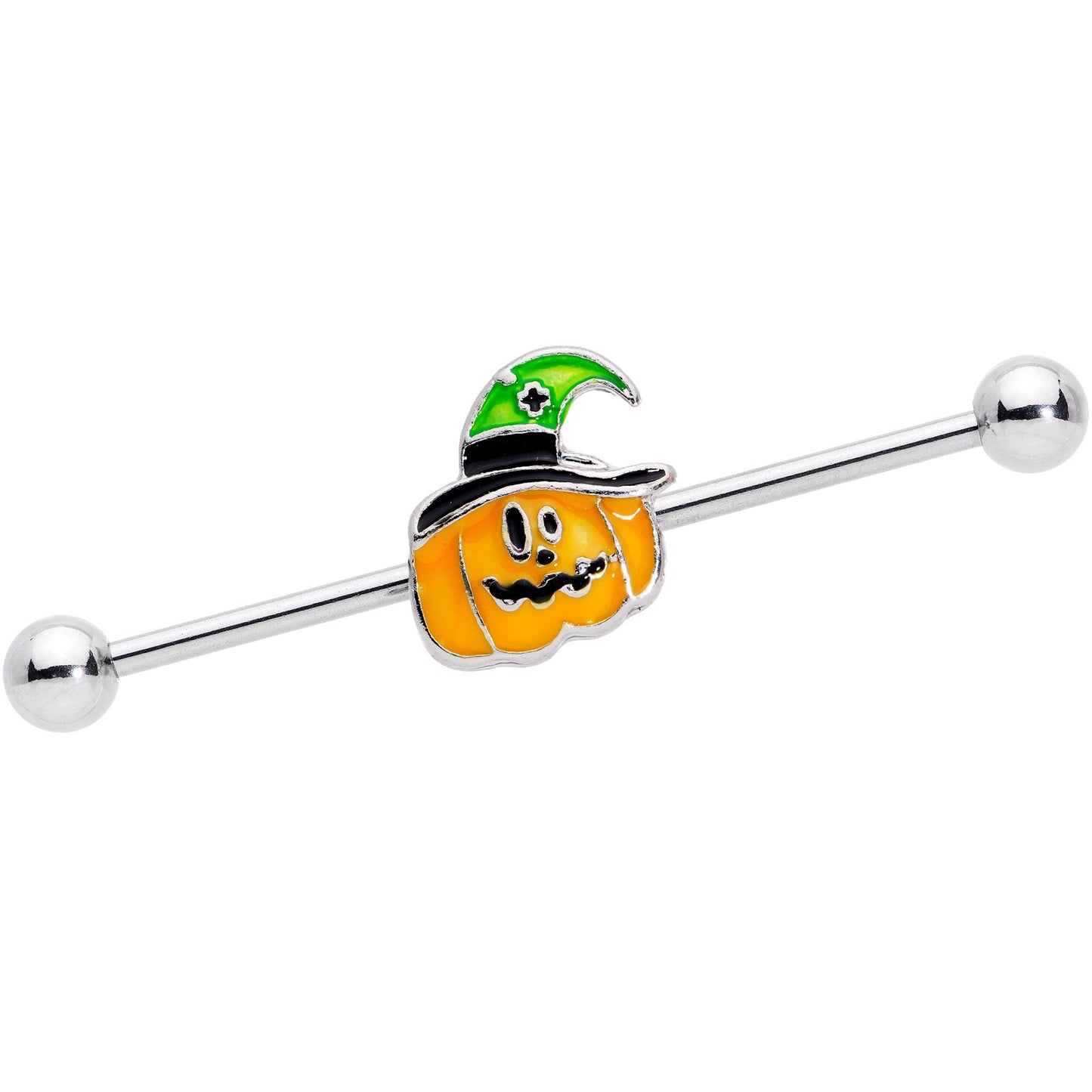 14 Gauge Spider Jack O Lantern Straight Industrial Barbell 38mm