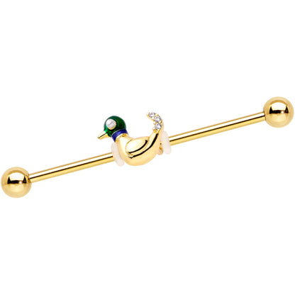 14 Gauge Gold Tone Mighty Mallard Industrial Barbell 38mm