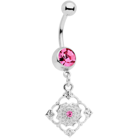 Pink Gem Art Deco Antique Style Elegance Dangle Belly Ring