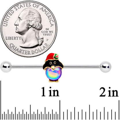 14 Gauge Iridescent Orb Holiday Penguin Barbell 38mm