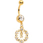 Clear Gem Gold Tone Constellation of Gems Dangle Belly Ring