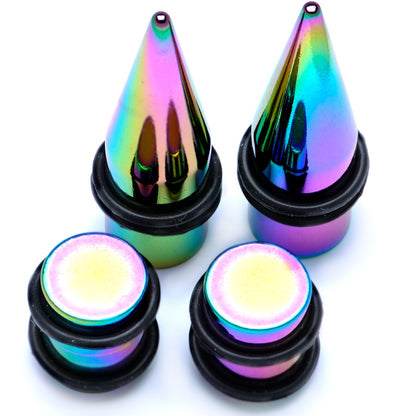 Rainbow PVD Straight Plug and Taper Set Sizes 5mm to 10mm