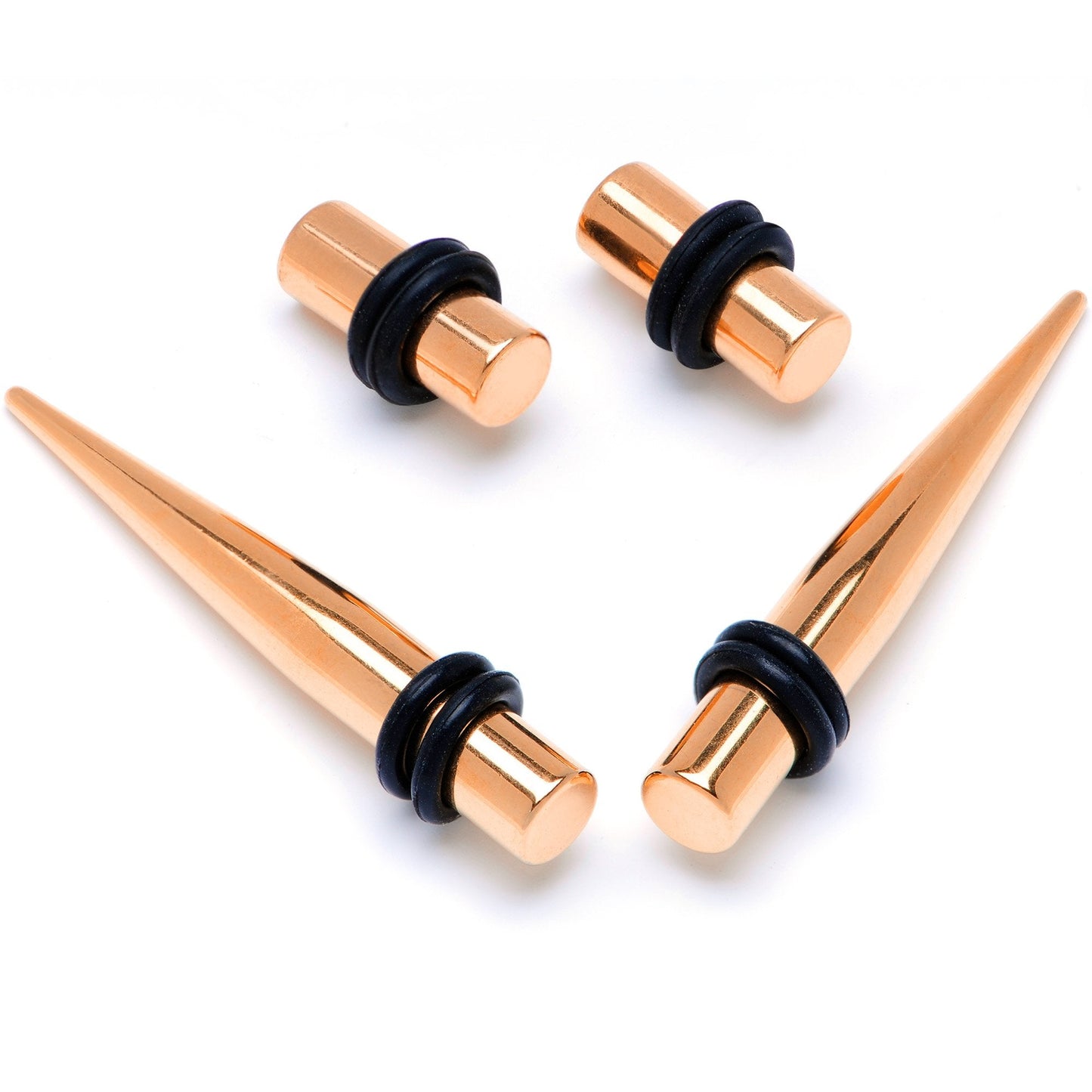 Rose Gold Tone PVD Straight Plug and Taper Set Sizes 5mm to 10mm