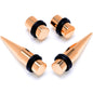 Rose Gold Tone PVD Straight Plug and Taper Set Sizes 5mm to 10mm