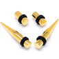 Gold Tone PVD Straight Plug and Taper Set Sizes 5mm to 10mm