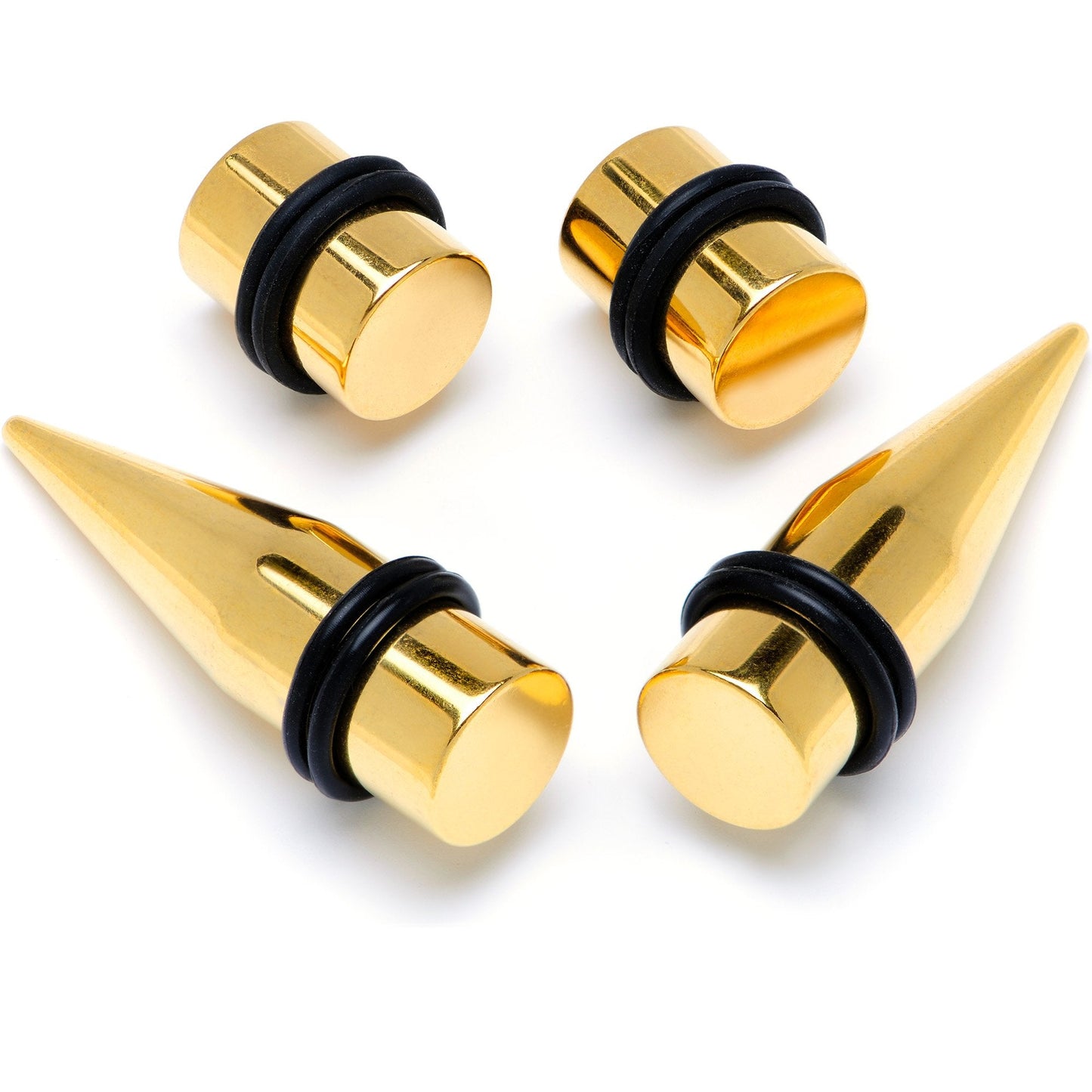 Gold Tone PVD Straight Plug and Taper Set Sizes 5mm to 10mm