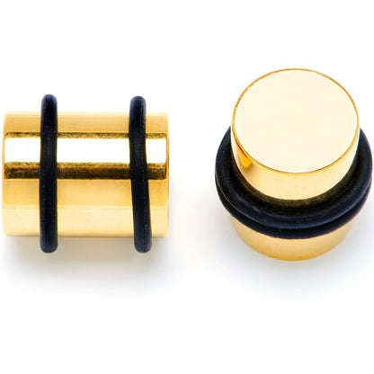 Gold Tone PVD Straight Plug and Taper Set Sizes 5mm to 10mm