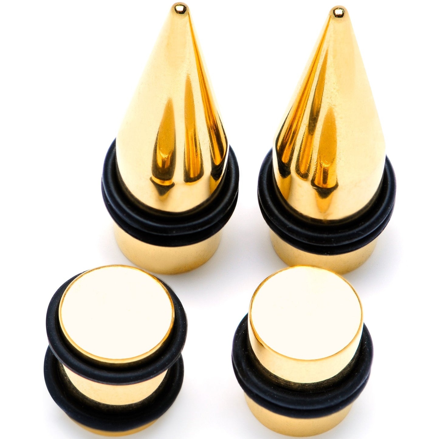 Gold Tone PVD Straight Plug and Taper Set Sizes 5mm to 10mm