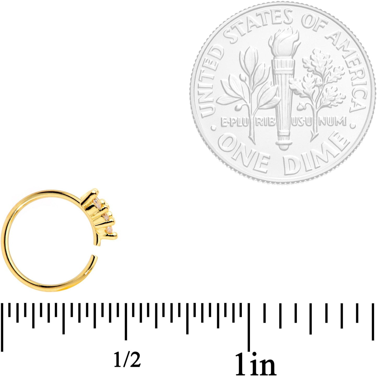 20 Gauge 5/16 Clear CZ Gem Gold Tone Arrowhead Seamless Circular Ring