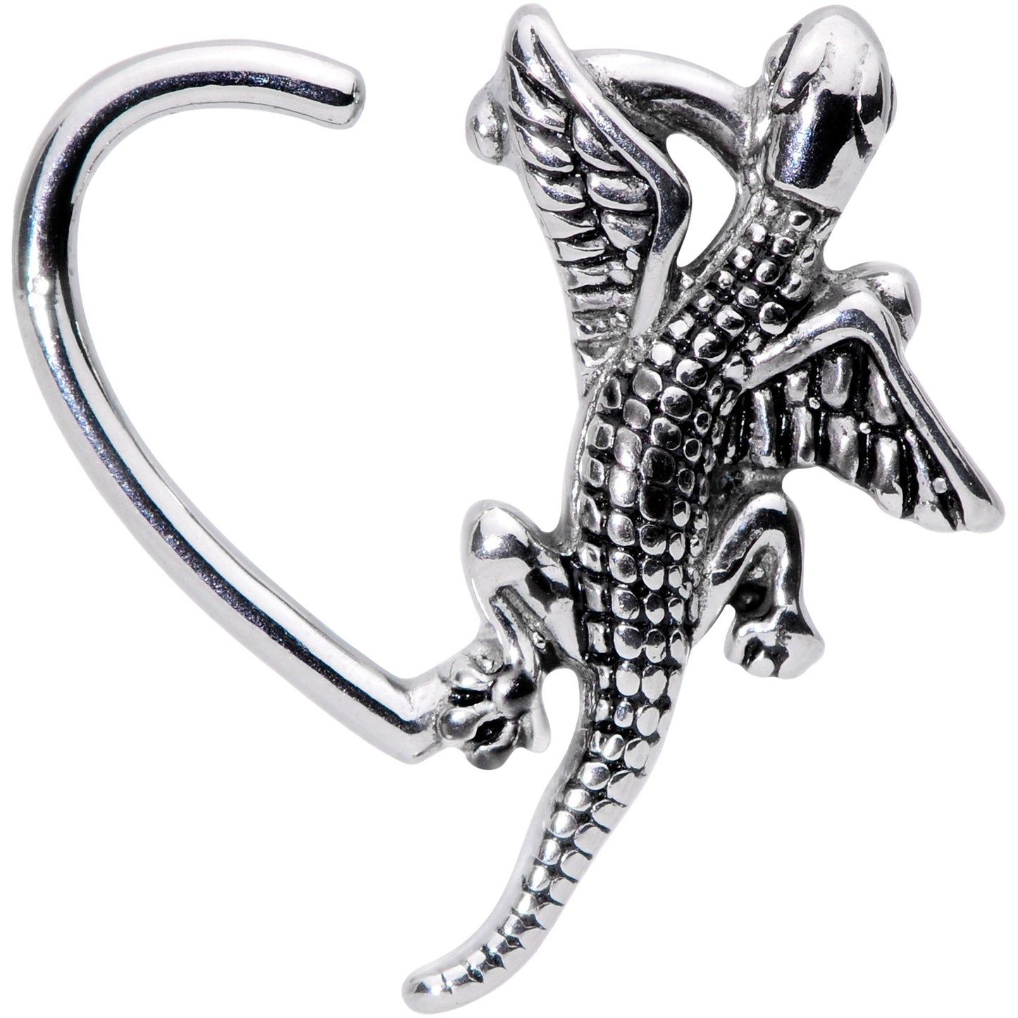 16 Gauge 3/8 Climbing Dragon Left Heart Closure Ring