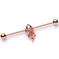 14 Gauge Clear CZ Gem Rose Gold Tone Jellyfish Industrial Barbell 38mm