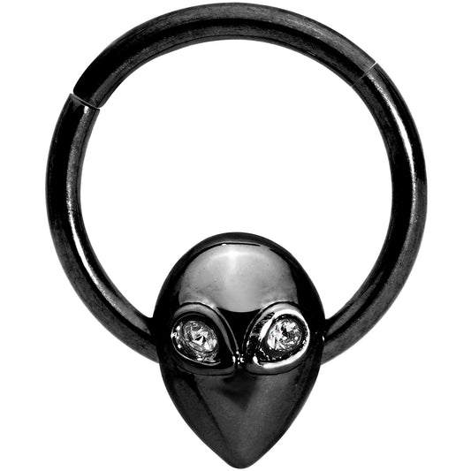 16 Gauge 3/8 Clear Gem Black Alien Invader Hinged Segment Ring