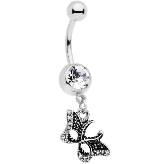 Clear Gem Catch That Butterfly Dangle Belly Ring