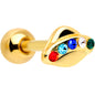 16 Gauge 1/4 Multicolor Gem Gold Tone UFO Cartilage Tragus