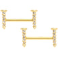 14 Gauge Clear Gem Gold Tone Screw Barbell Nipple Ring Set