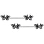 14 Gauge 9/16 Clear Gem Catch The Butterflies Barbell Nipple Ring Set